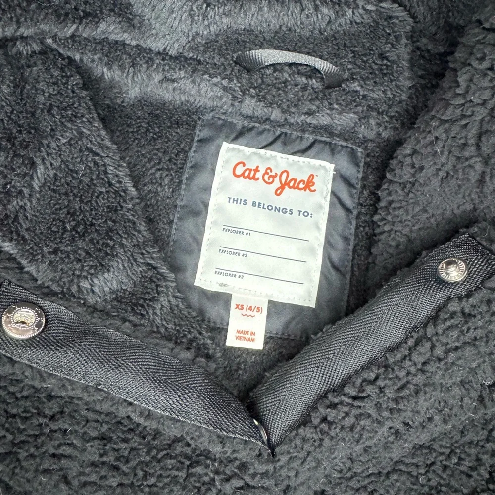 Cat & Jack Girls Faux Shearling Jacket - Black Size Extra Small (4/5) NWT